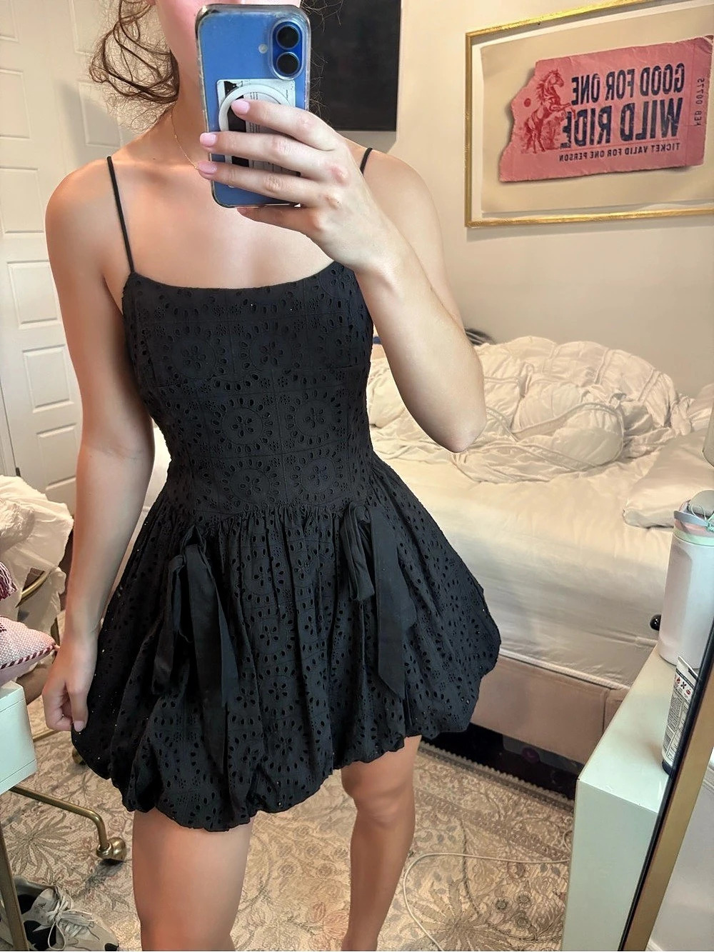 Damson Madder Penelope Bubble Mini Dress Black Small